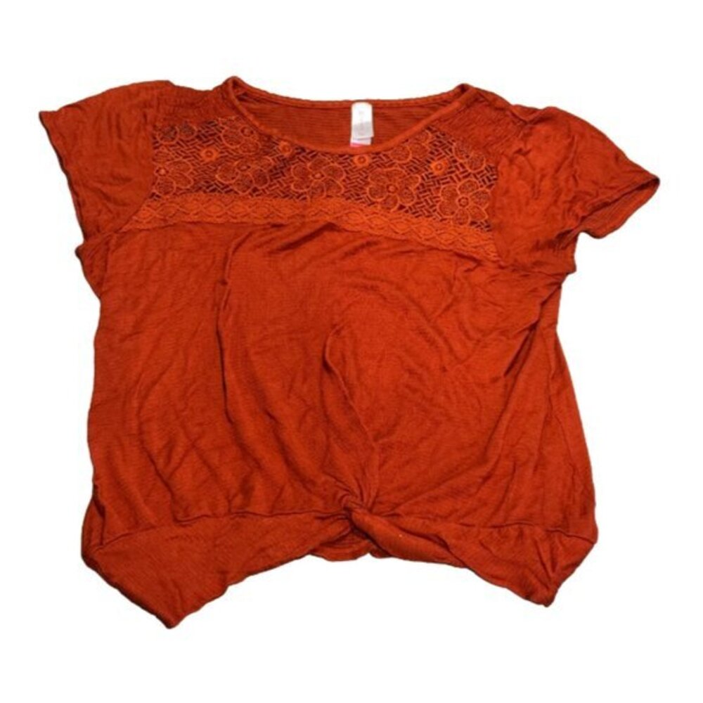 No Boundaries Burnt Orange Front Knot Blouse